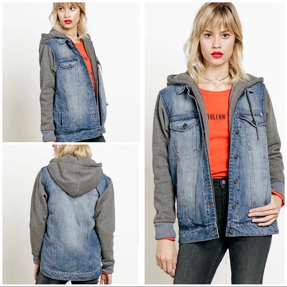 Volcom Jackets & Blazers - Volcom Lean N Mean Hooded Denim Jacket